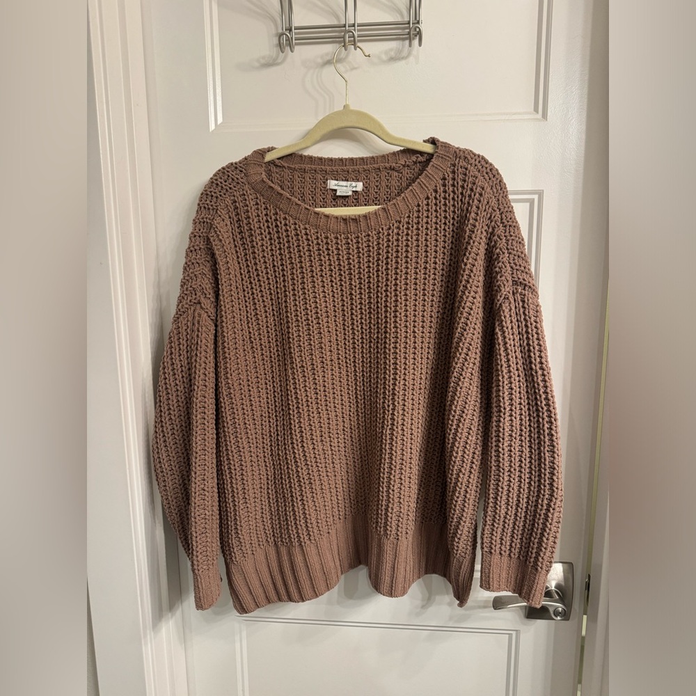 American Eagle Slouchy Snowsoft Knit Sweater- XS Brown
